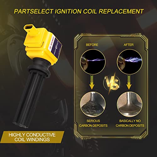 Partselect 4Pcs Ignition Coil Pack Uf670 Dg546 5C1873 Replacement For Lincoln Mkz Ford Focus Edge Mustang Fusion Explorer Taurus 2.3L 2.0L 1.2L 2012-2019 Uf-670 #TOP3