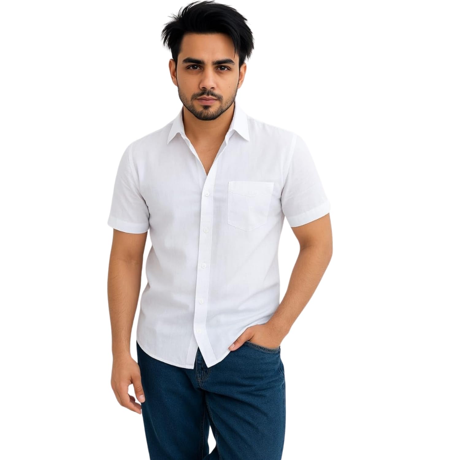 Men’s White Khadi Cotton Shirt – Handwoven, Eco-Friendly Ethnic Wear for Formal and Casual Use | Comfortable, Breathable, Timeless Indian Style-picture-26