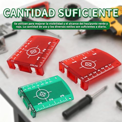 Miniatura 8 de Uadme Placa Láser, 2 Piezas Tarjetas De Objetivo Laser Magnéticas, Laser Target, Nivel Láser De Línea Cruzada, 10 X 7 Cm Para Alineación, Medición Rojo