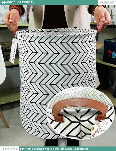 Fankang Storage Basket, Nursery Hamper Canvas Laundry Basket Foldable With Waterproof Pe Coating Large Storage Baskets For Kids Boys And Girls, Office, Bedroom, Clothes,Toys（Geometric） thumb #2