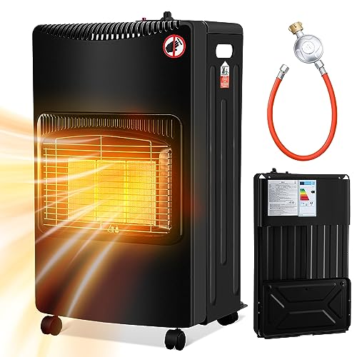 Jopassy Stufa a gas, riscaldatore a gas pieghevole, riscaldatore a gas, 3 livelli, regolatore 1400-4200 Watt, potenza termica, superficie di riscaldamento: 20-80 m³, butano o bombole di gas propano