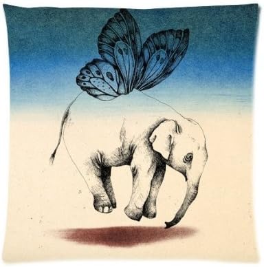 HomieProduct Personalized Retro Funny Flying Elephant With Butterfly Wings Graffiti Style for Zippered Throw Pillowcase 18x18 inches (Two sides)
