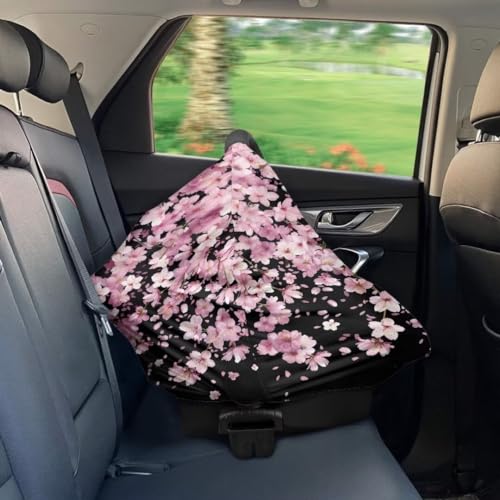 Image of Coldinair Cherry Blossom Car Seat Cover for Babies Girls,Nursing Cover,Soft Stretchy Infant Carseat Canopy,Shopping Cart /High Chair /Stroller Covers