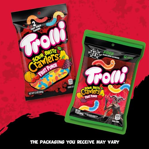 Image of Trolli Sour Brite Crawlers Candy, Fruit Punch, Sweet and Sour, Gummy Worms, 7.2 oz