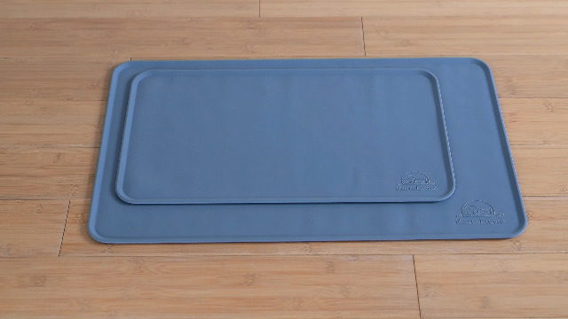 60*40cm Tapis Gamelle Pour Chien Et Chat En Silicone - Gris, Tapis Gamelle De Haute Qualité Antidérapant, Imperméable Et Inodore Avec Trous De