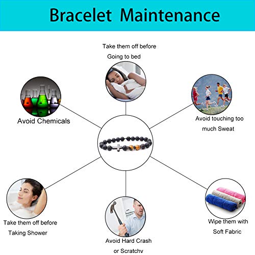 Byson Fashion Religion Cross Men Women 8mm Natural Stone Tiger Eye & Black Matte Agate Beads Bracelet Elastic Bracelet Bangle3