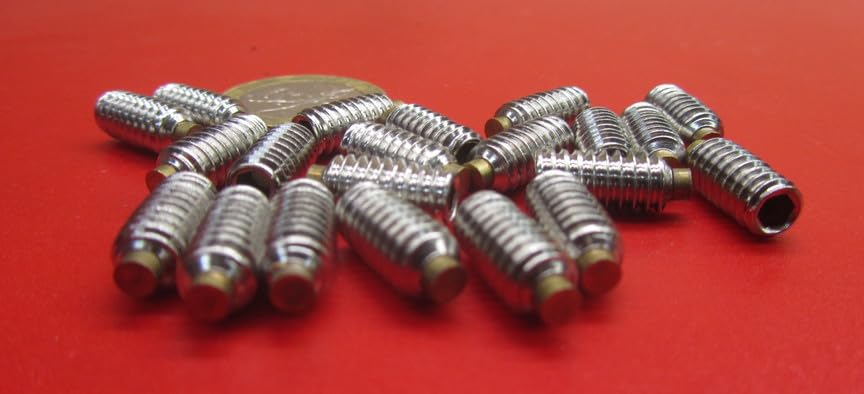 18-8 Stainless Steel Brass Tip Set Screw 1/4"-20 x .500" Thread Length 20 pcs.