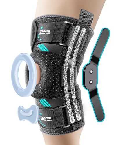 ZEAZEN Hinged Knee Brace with Dual Hinges & Patella Compression Pads – Strong Knee Support for ACL, MCL, Meniscus, Joint Stability – Adjustable Open Patella Design for Men and Women, Plus Size Fit (Large)