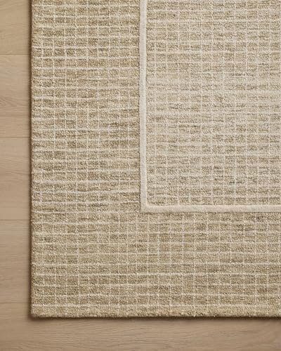 Image of Loloi Chris Loves Julia Briggs Wheat /Ivory 9'-3 inch x 13' Area Rug | BRG-01 Approx. 9x13 Yellow / Gold Living room Dining room Bedroom, Minimalist, Muted, Hand-Tufted, Area Rug