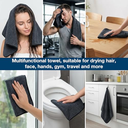 WGIDSKKI Saugstarkes Trockentuch 500g/m² - 40x60 cm(2Pcs), Microfibre Car Cleaning Cloth, Super Saugfähig Microfasertuch in grau - Auto Trockentücher