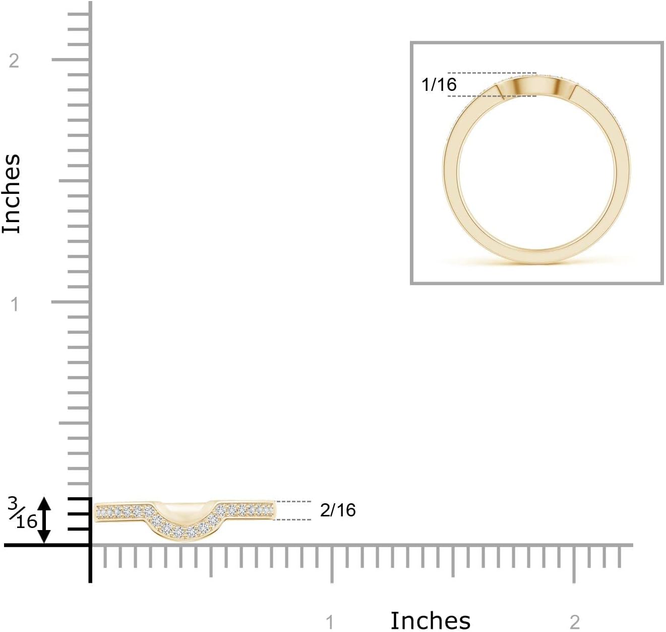 Angara Natural 0.18 ct Diamond Non Eternity Ring in 14K Yellow Gold for Women (Color : H | Clarity : SI2) | April Birthstone, Birthday, Anniversary Jewelry Gift for Women