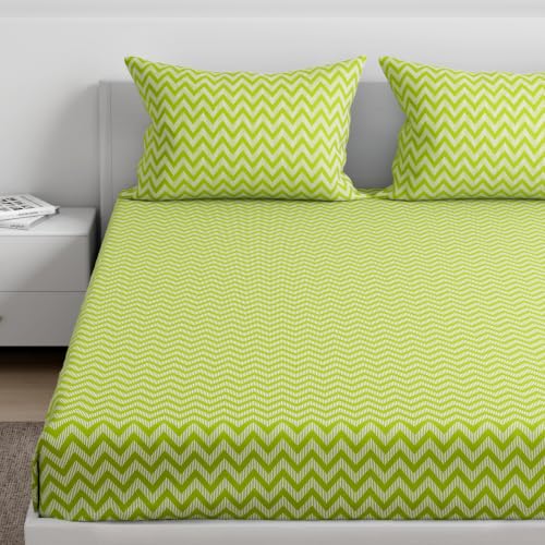 Image of Wakefit 100% Cotton 160 TC Flat Printed Bedsheet, Amelia Queen Size (100x90 Inches) / (2.54m*2.29m) with 2 Pillow Covers Amelia, Double