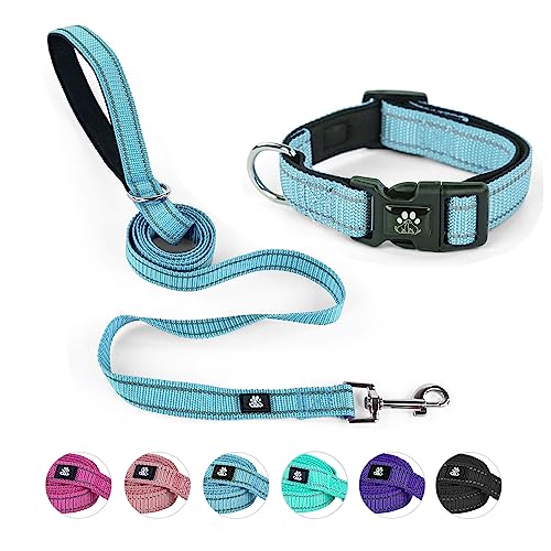Nestroad Reflective Dog Collar And Leash Set,Soft Neoprene Pet Collar With Quick Release Buckle,Adjustable Nylon Dog Collars For Small Medium Large Dogs cover