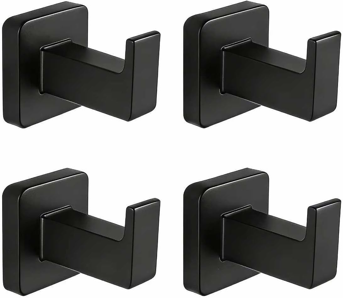 Matte Black Square Wall Hanger, Towel Hanger, Wall Mounted, Bathrobe Hook Kitchen Hooks 4 Bathroom Hooks