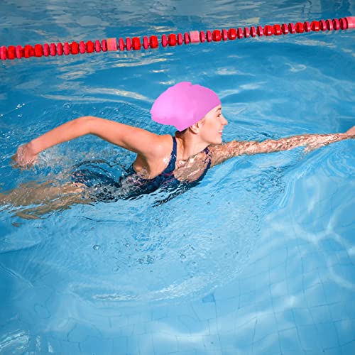 SUSNUAN Swimming Cap for Women and Men Large Swimming Cap for Long hair Waterproof Silicone Swimming Hat for Long Hair Adult Swimming Hat Swim Cap Pink 21*26CM - Image 3