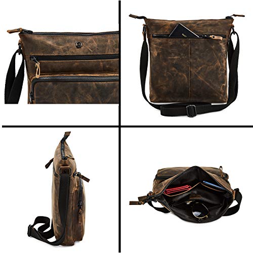 Image of Crossbody Bags for Women Genuine Leather Purse Handmade Vintage Shoulder Bag Crossover Pocketbook Adjustable Strap | Handmade