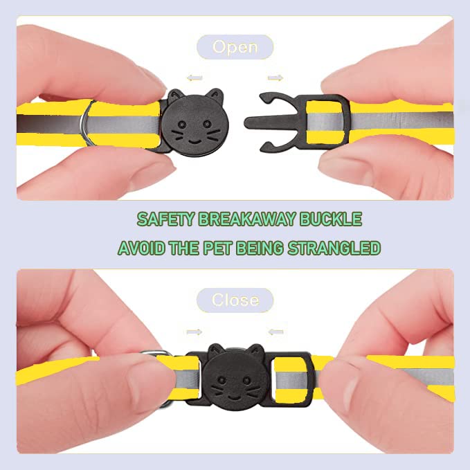 Hepplly 2-Pack Cat Collars Quick Release Reflective Kitten Collar with Bell (Yellow) - Image 3