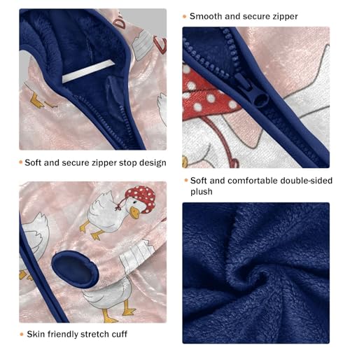 Duck Pattern with Hats Toddler Fleece Jacket Girl Boys Hooded Fleece Jacket Coat Warm Outwear Zip-up 3-10T3