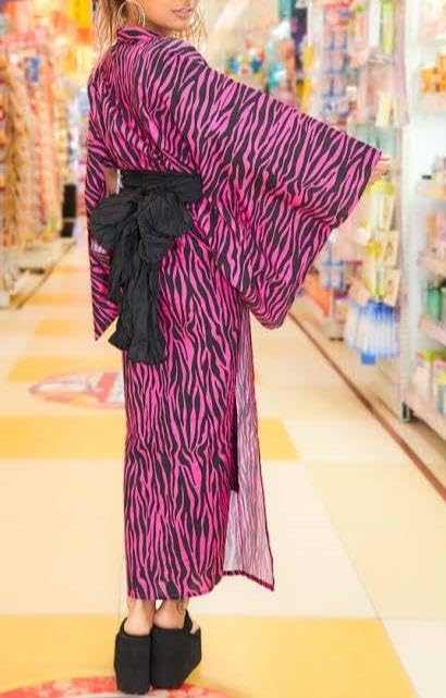 ★希少★ ゼブラ 柄 浴衣 帯 セット 平成 ギャル y2k ☆希少☆ ゼブラ 柄 浴衣 帯 セット 平成 ギャル y2k