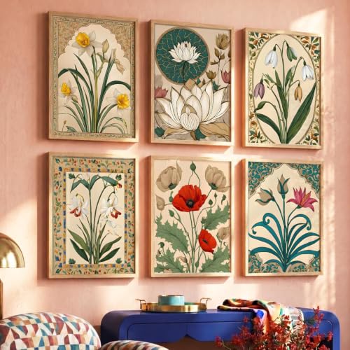 Image of kotart Premium Digital Madhubani Art Paintings with Frame for Home Decor - Wall Painting Bedroom Living Room Hotel - Pack of 6 (14X20 Inch, decoration)