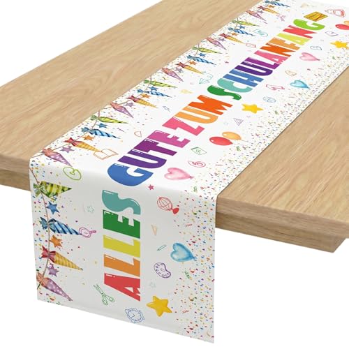 Einschulung Tischläufer 180 x 35cm Weiß Schulanfang DekoTischläufer