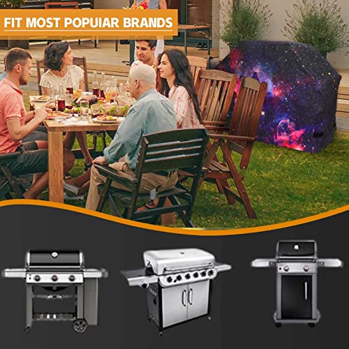 Kyku Galaxy Bbq Grill Cover 58 Inch Heavy Outdoor All Weather Waterproof Rip-Proof Uv Resistant Fade Resistant Funny Nebula Barbecue Gas Grill Covers For Weber Spirit, Weber Genesis, Char Broil Etc #TOP1