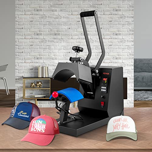 Vevor 4-In-1 Heat Press Machine For Hats With 6X3Inches Curved Teflon-Coated Heat Plate, Easy Temperature Control Non-Slip Base, Four Replaceable Elements 6X3/6.7X2.7/6.7X3.8/8.1X3.5Inches #TOP7