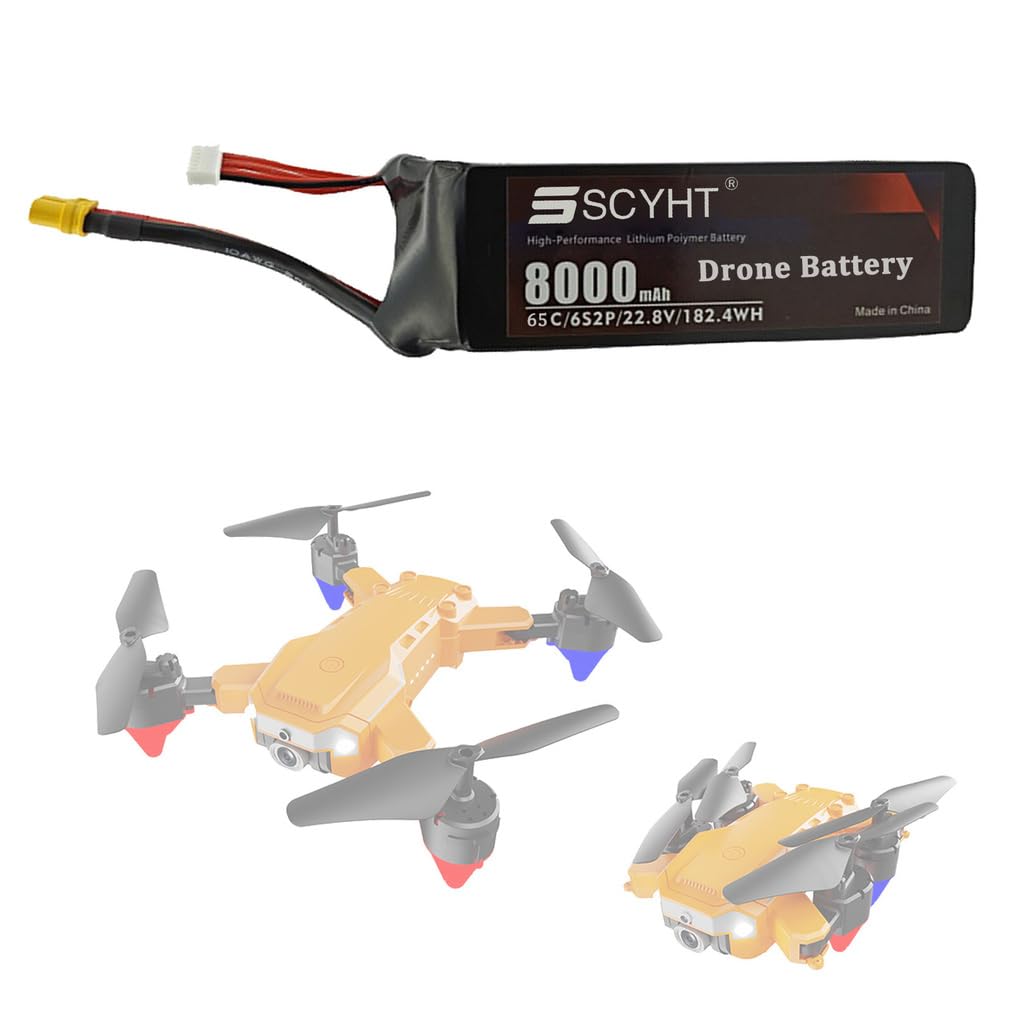Batteria al litio 22,8 V Batteria Lipo 65C Batterie ricaricabili 8000 mAh Batterie droni per aeromodelli per motore 50 W a 200 W con porta XH-6S,22.8v8000mah 65c xt60 u 1pack