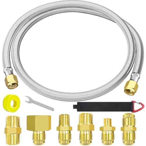 MEFUN 6 Feet High Pressure Braided Propane Hose Extension with Conversion Coupling 3/8
