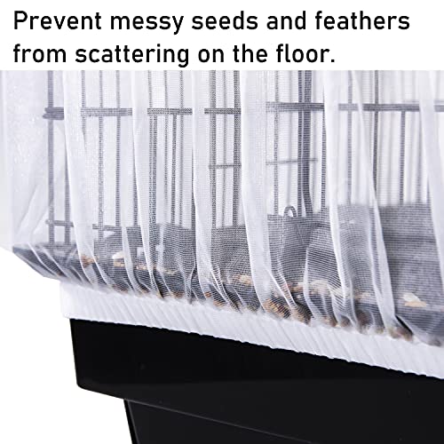 Tamu style Bird Cage Seed Catcher, Large, Stretchy Form Fitting Mesh Skirt Cover for Parrot Enclosures, Light and Breathable Fabric, Prevent Scatter and Mess, Reusable,Adjustable, Lightweight,Black by Tamu style - Image 2