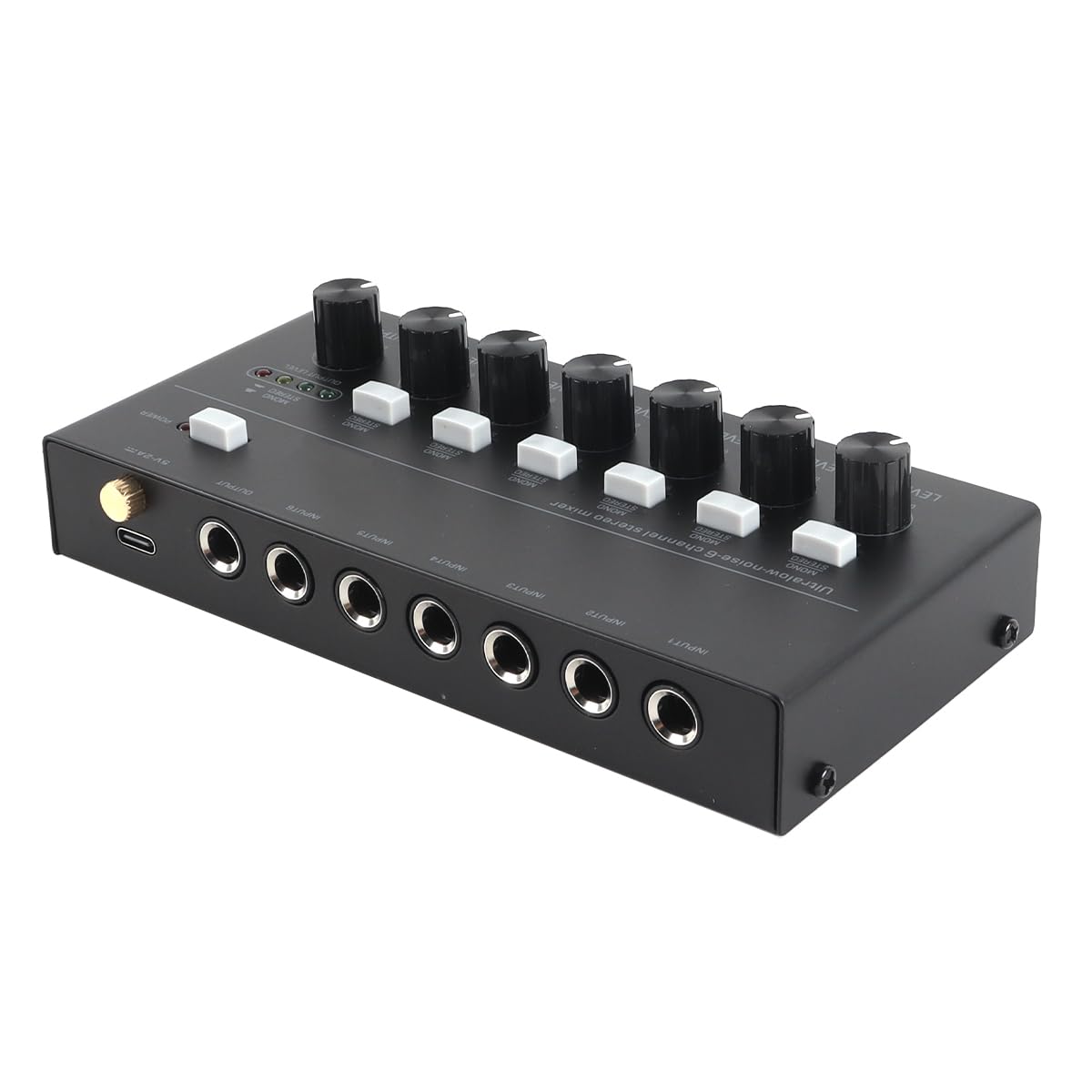 Qury MX600 - Mezclador de línea de 6 canales de ruido ultra bajo estéreo/interruptor de pista única, preamplificador de sonido