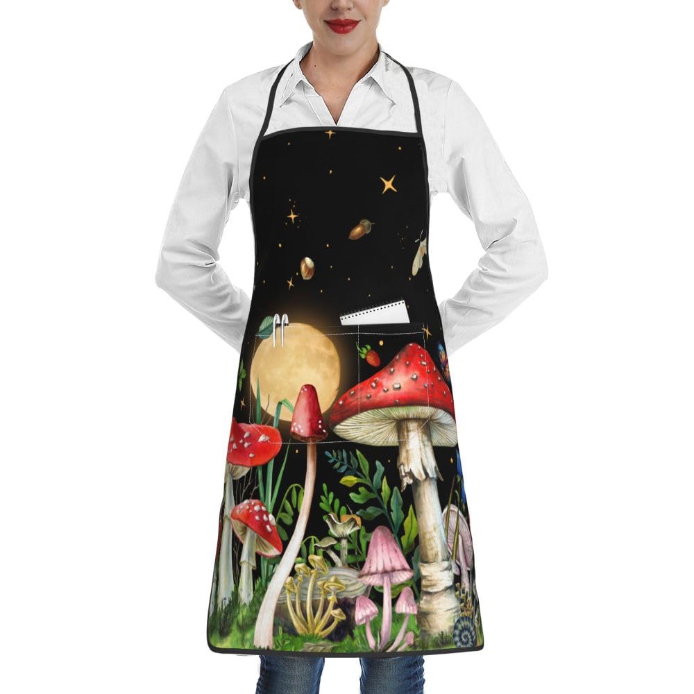 TNOKKU Women Men Bib Aprons Chef Cooking Apron With Pockets For Kitchen Grilling Bbq Painting Gardening