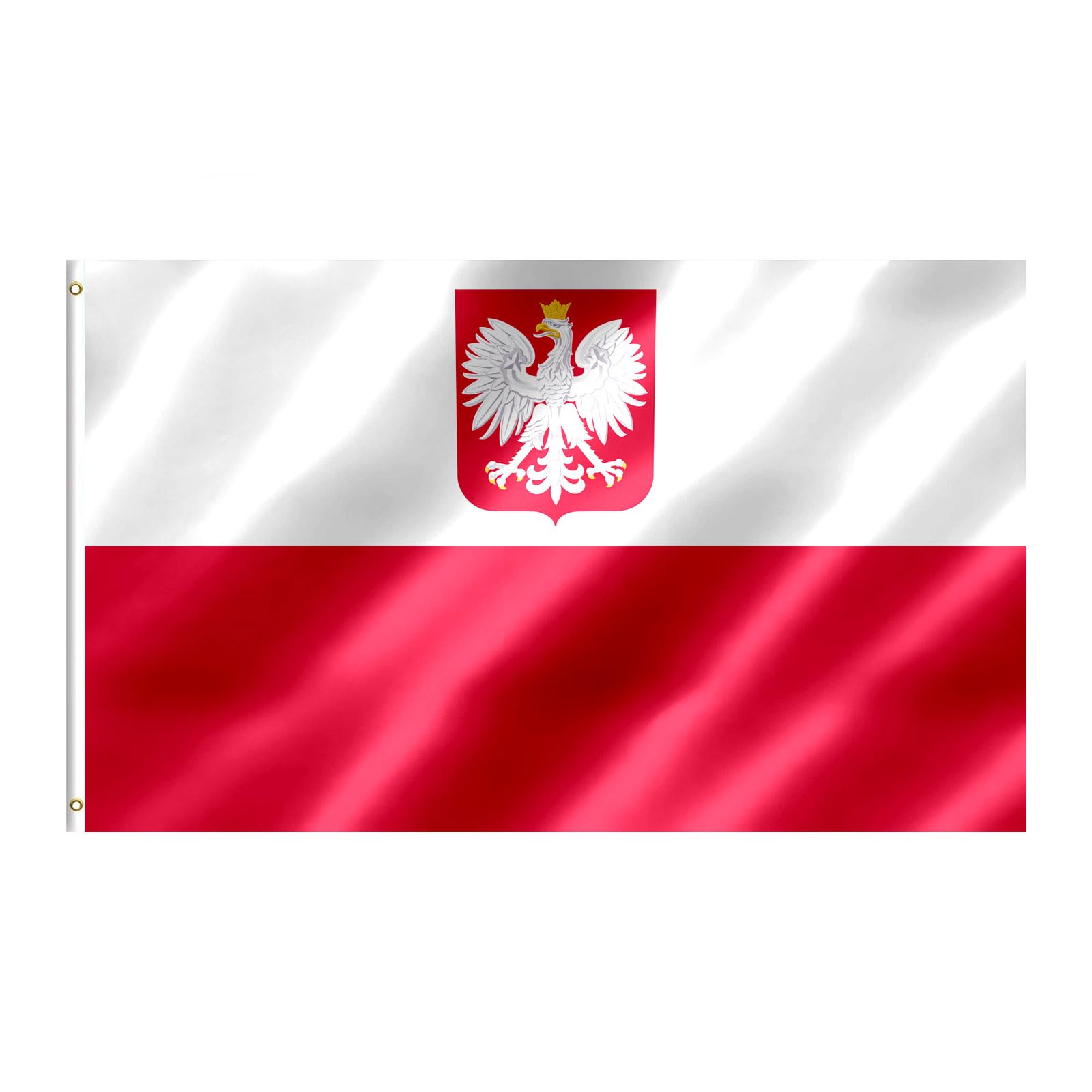 Poland State Ensign Flag 3x5 FT Polish Eagle Flag With Brass Grommets Fade Proof For Outdoor Decor(Poland State Ensign)