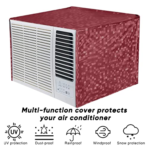 Image of Kuber Industries 3D Design PVC Window AC Cover for 2 Ton Capacity - Maroon (CTKTC01715), Standard