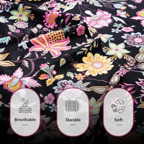 Image of Bedlifes Floral Pattern Bed Sheet Set King Size, 18-24 inch Extra Deep Pocket | Ultra Soft Microfiber, Breathable & Silky, OEKO-TEX Certified, Easy-Care Machine Washable, 4PCS, All-Season Spring Bedding