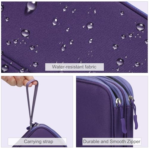 Image of FYY Electronic Organizer, Travel Cable Organizer Bag Pouch Electronic Accessories Carry Case Portable Waterproof Double Layers Storage Bag for Cable, Charger, Phone, Earphone, Medium Size, Purple