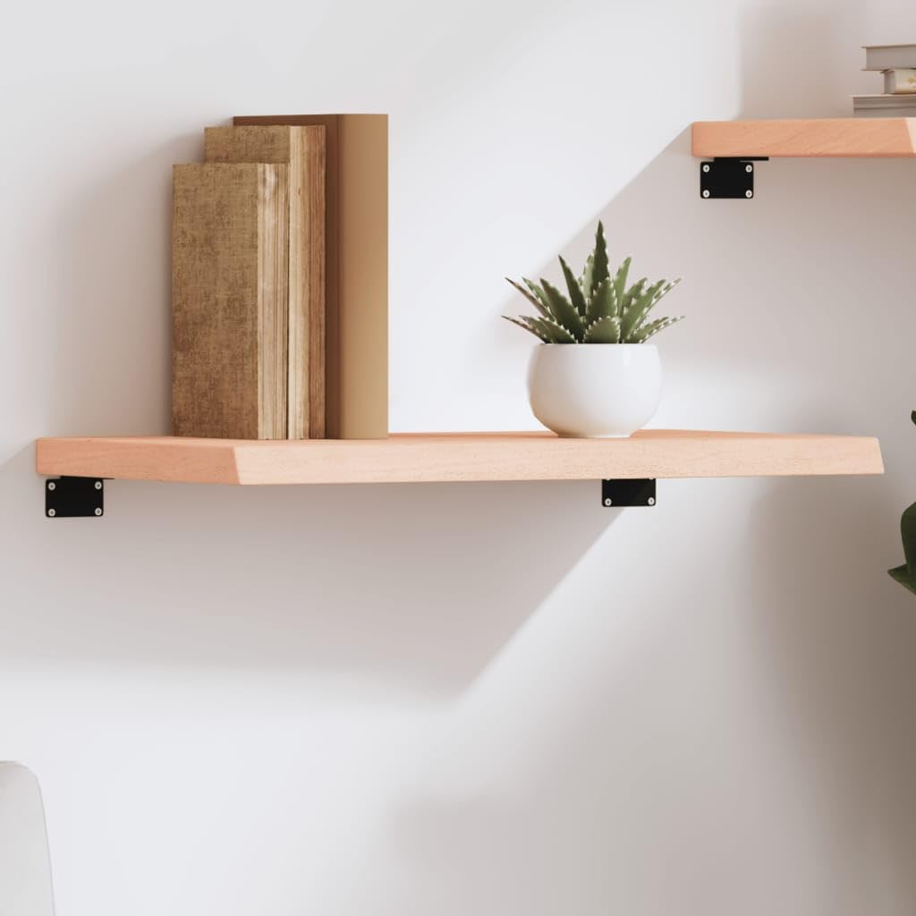 Estantería de pared de madera maciza de roble 60 x 30 x (2-4) cm sin tratar con borde natural, estantería flotante para baño, salón, oficina, versátil y resistente