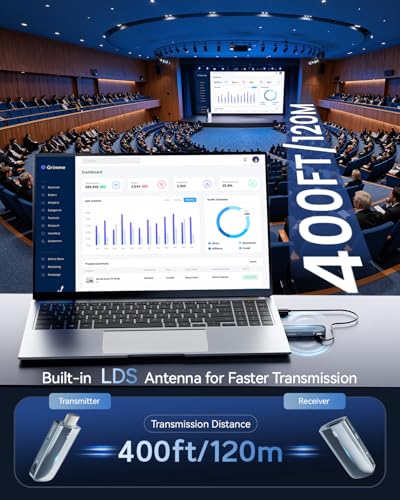 Image of 2027 Upgrade Wireless HDMI Transmitter and Receiver 400FT /120M, LDS Antenna Low-Latency Dual-Band 5.8+2.4G, 4K Decode 10Bit 1.08 Billion Hues Display Video and Audio to Monitor from Projector /TV Box