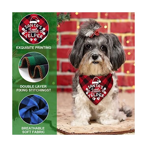 4 pack merry christmas xmas dog bandanas - triangle fall christmas xmas dog bandana classic plaid pet scarf bibs kerchief gift set pet holiday accessories decoration for small to large puppy dogs cats - image 4