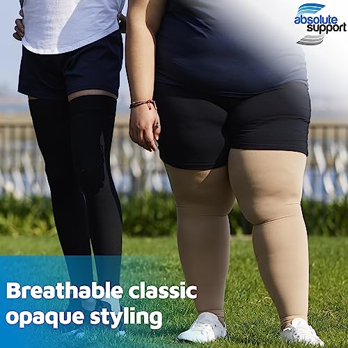 Image of ABSOLUTE SUPPORT 6XL Plus Size Compression Footless Stockings 20-30mmHg - Extra Large Unisex Opaque Compression Support Sleeve for Pregnancy, Diabetic, Sclerotherapy, Arthritis - Beige, 6X-Large