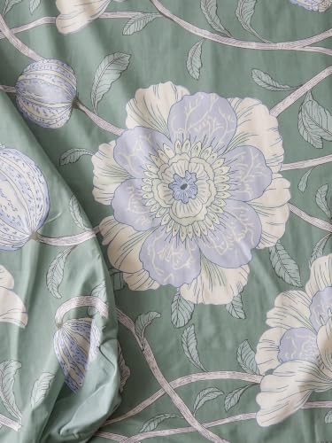 Image of Mafatlal 144 TC Fern Single Bed Sheet 90 x 60 Inch | Beautiful Printed Bedding | Soft Comfortable Material | Bedroom Bed Cover | Everyday Home Use | Pillow Cover Included|Eucalyptus Green