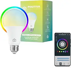 Smart Lâmpada Wi-Fi Positivo Casa Inteligente, Iluminação Branca (Quente e Fria) e RGB (Até 16 Milhões de Cores), 9W, 806 Lúmens, LED, Bivolt, Compatível com Alexa e Google Assistente