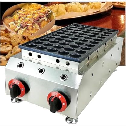 XBHKEJI Mini Dutch Pancake Baker Maker Eisenmaschine, 50 Löcher LPG Gas Antihaft-Waffeleisen, Takoyaki Grillpfanne Octopus Ball Muffin Maker für den privaten oder gewerblichen Gebrauch – Bild 3