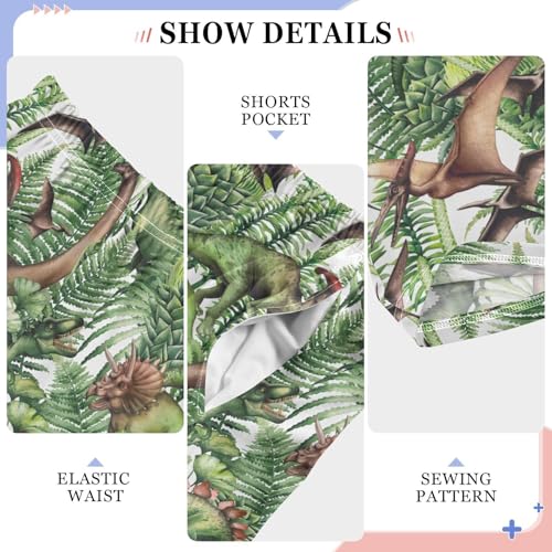 ZZXXB Jungle Dinosaur Boys Long Pants Soft Trousers Elastic Waist Kids Lounge Bottoms with Pockets S-XL4