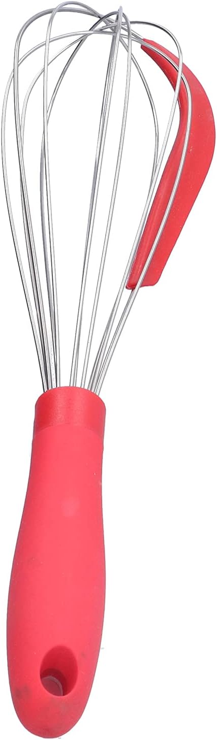 Balloon Whisk, with Built in Silicone Scraper, Balloon Egg Beater Heat Resistant Non Scratch Stainless Steel Whisk Manual Baking Mixing Tool for Cooking, Stirring, Beating and Blending