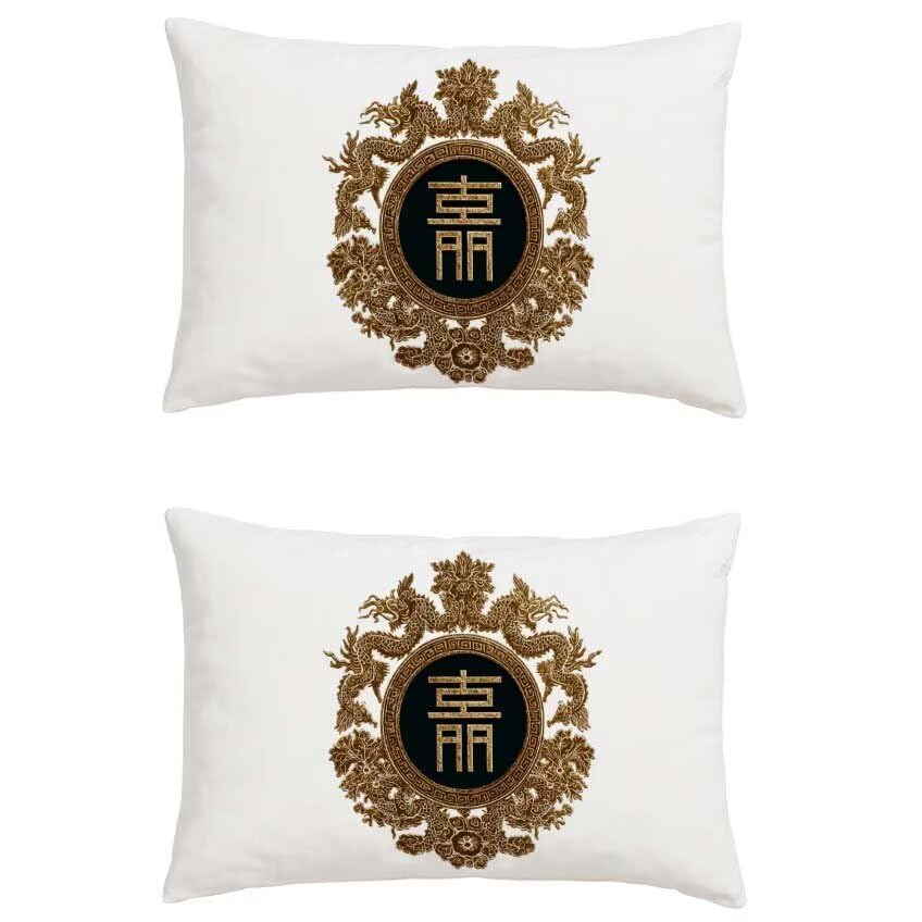 Taie Oreiller Decoration Maison Lin Rectangulaire Doré Haut de Gamme