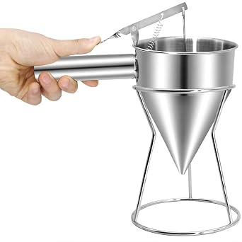 COLIBROX Piston Funnel Stainless Steel Confectionery Funnels with Stand Batter Dispenser Bakery Use Cake Decorating Tool