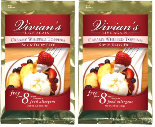 Image of Vegan Whipped Cream Replacement, Dairy Free, Soy Free, Gluten Free, Coconut Free, Shelf Stable Mix by Vivian's Live Again - Single Packet (Pack of 2)