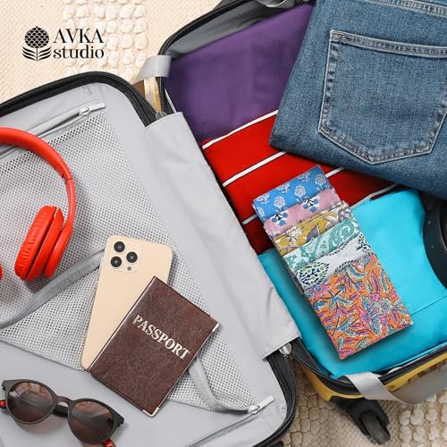 Image of AVKA Studio Unisex Handkerchiefs - Soft Cotton Handcrafted Hankies - Sweat Absorbing, Machine Washable, Thin & Lightweight