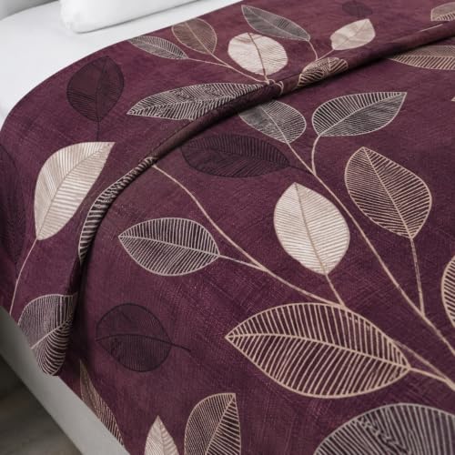 Image of Super Premium Quilt Cover Double Bed with Zipper Blanket Cover /rajai Cover /Comforter Cover /Duvet Cover King Size Soft Cotton Skin Friendly Stuff 90x100 Inches, Wine Leaf Print | TC - 300